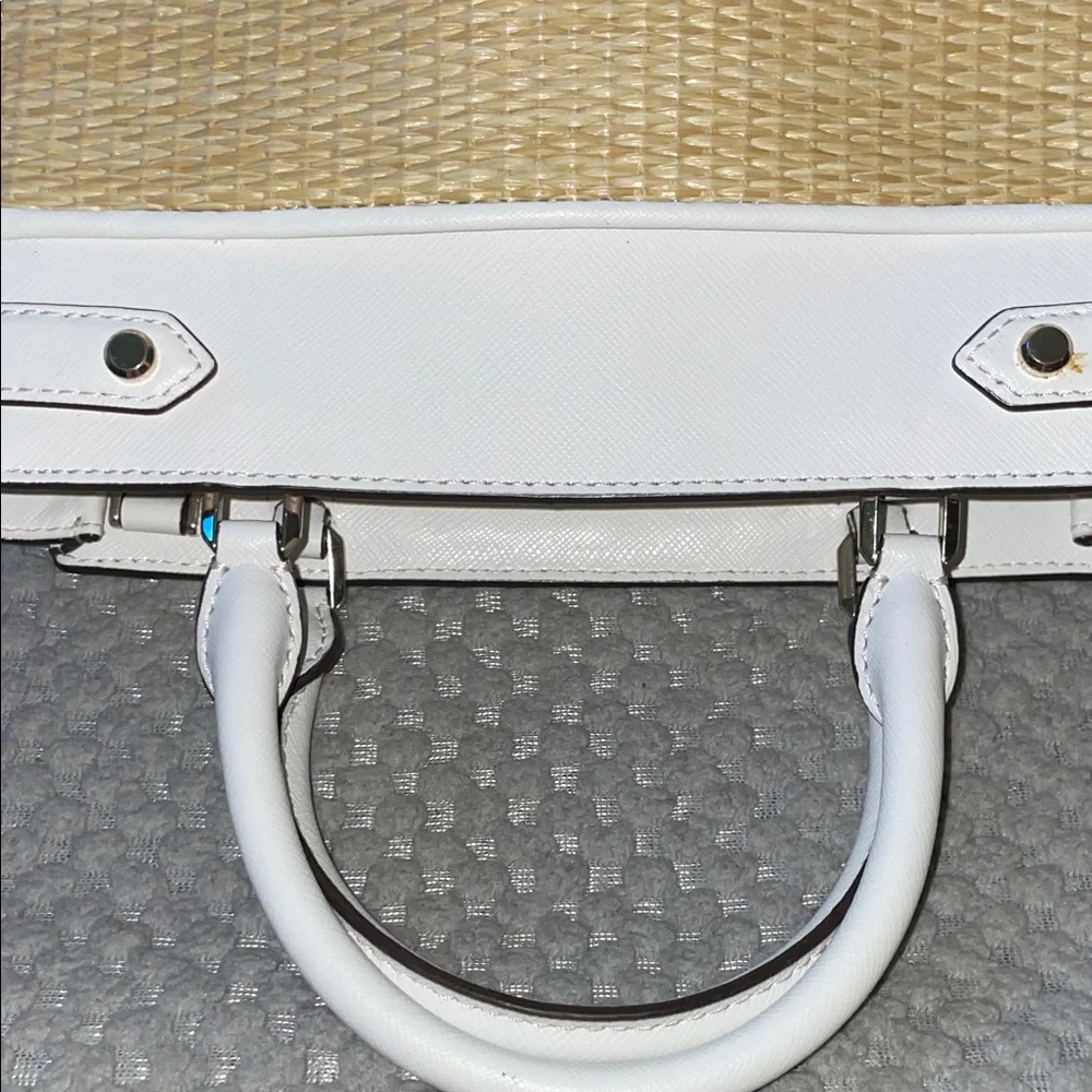 Kate Spade Stacie Tan and White Woven Satchel/Crossbody 9”H x 11”W NWT🌸🌼 - Picture 10 of 15